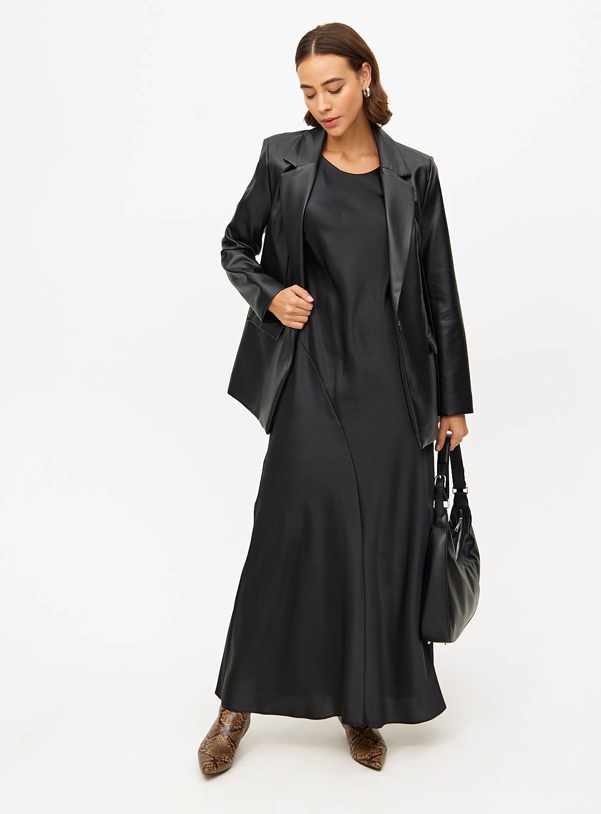 Black Satin Sleeveless Midaxi Dress 22 - Image 1