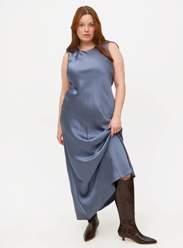 Grey Satin Sleeveless Midaxi Dress 10