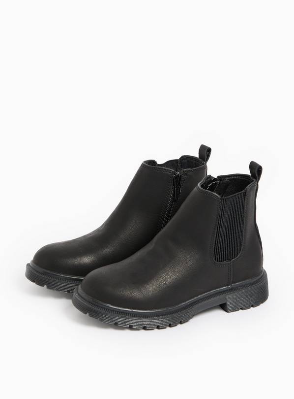 Classic Black Faux Leather Chunky Chelsea Boots 7 Infant