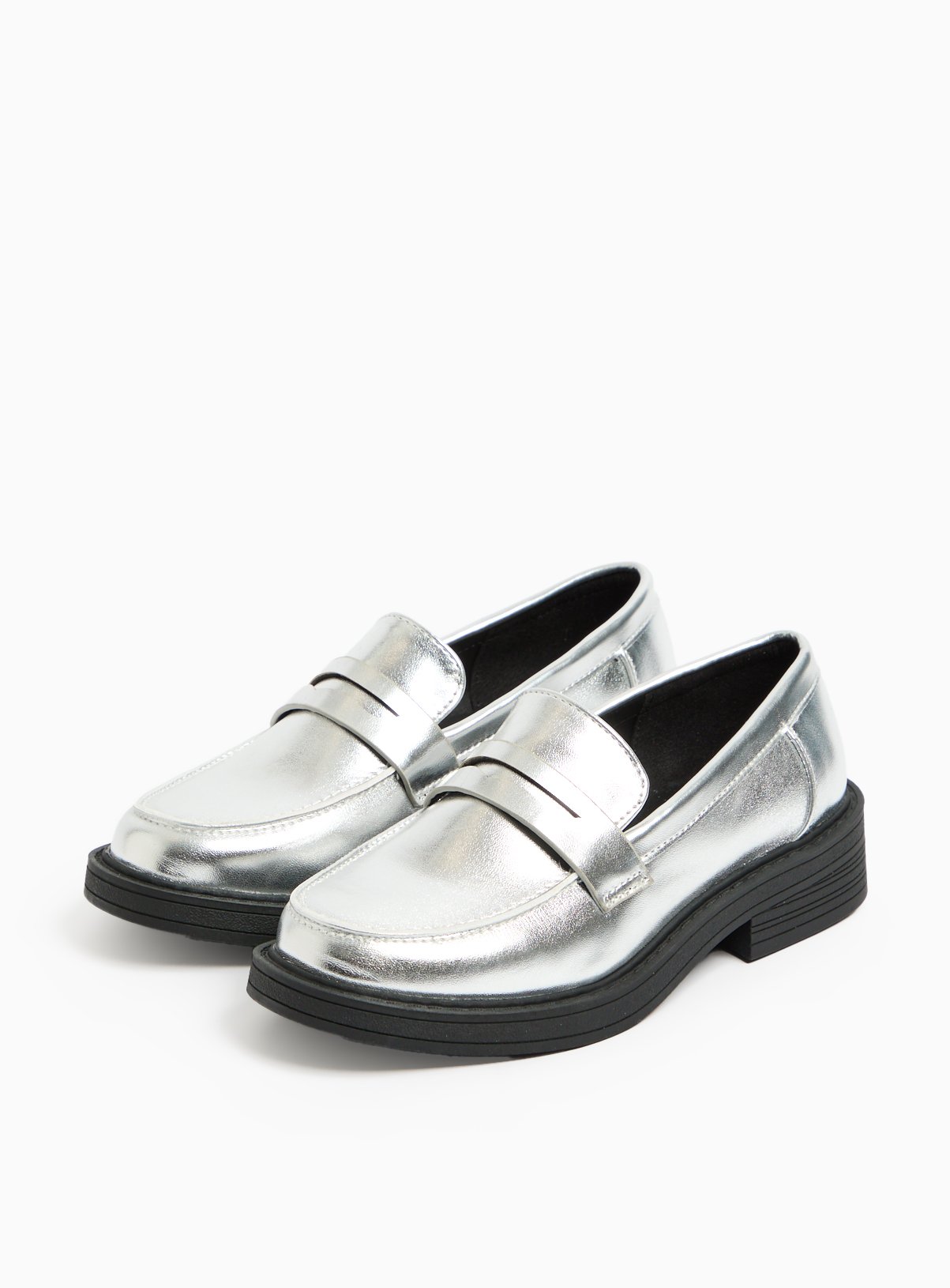 Metallic Silver Loafers 4