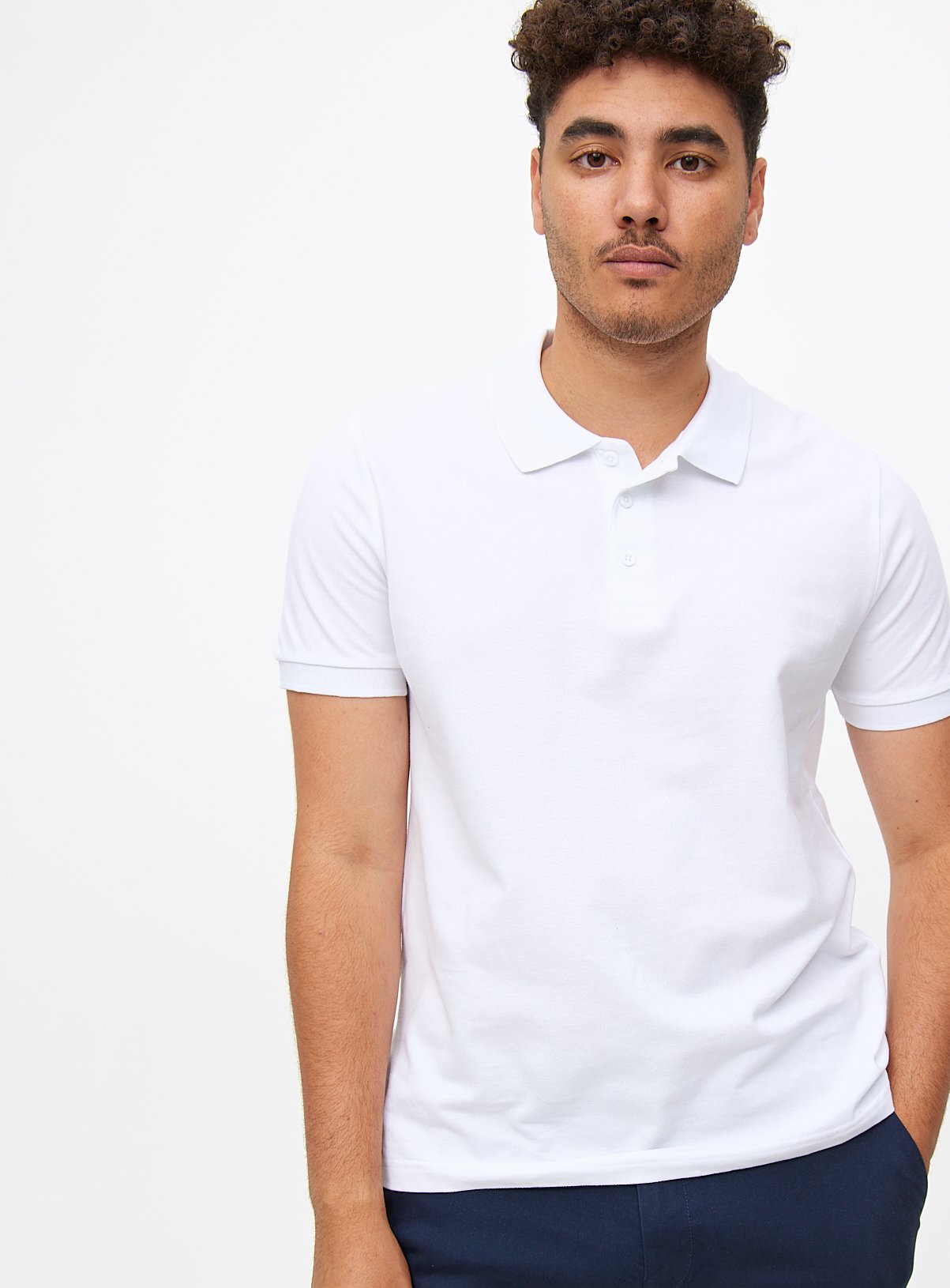 White Pique Polo Shirt 2 Pack M - Image 2 thumbnail