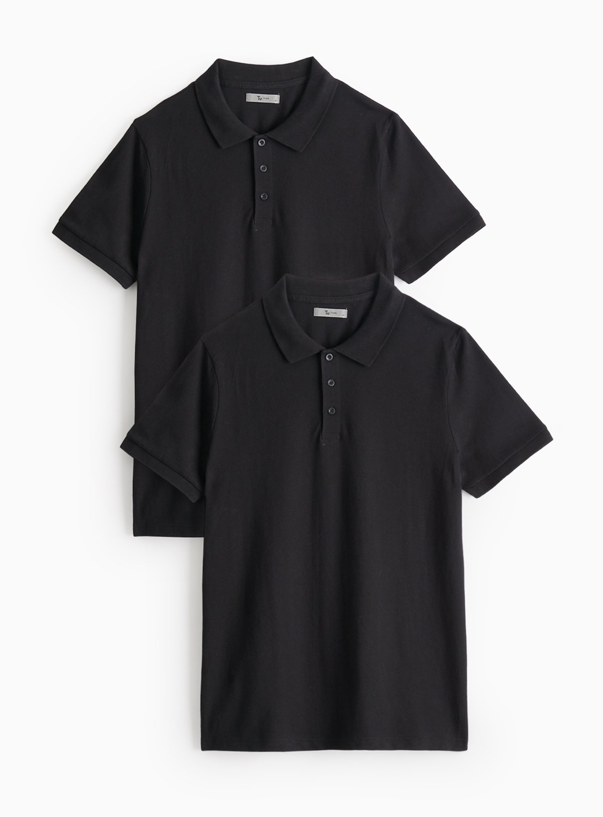 Black Pique Polo Shirt 2 Pack XXXXL - Image 1 thumbnail