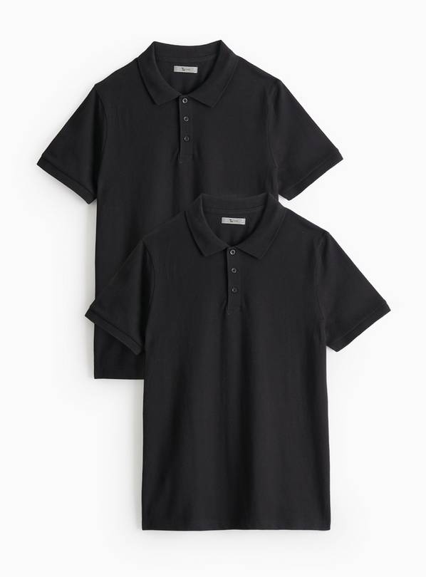 Black Pique Polo Shirt 2 Pack L