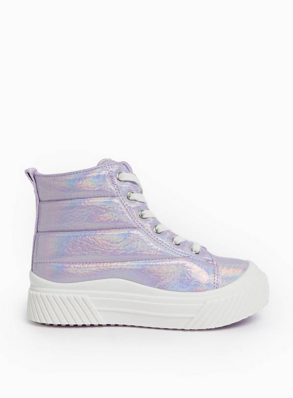 Lilac Iridescent Quilted Chunky High Top Trainers 11 Infant