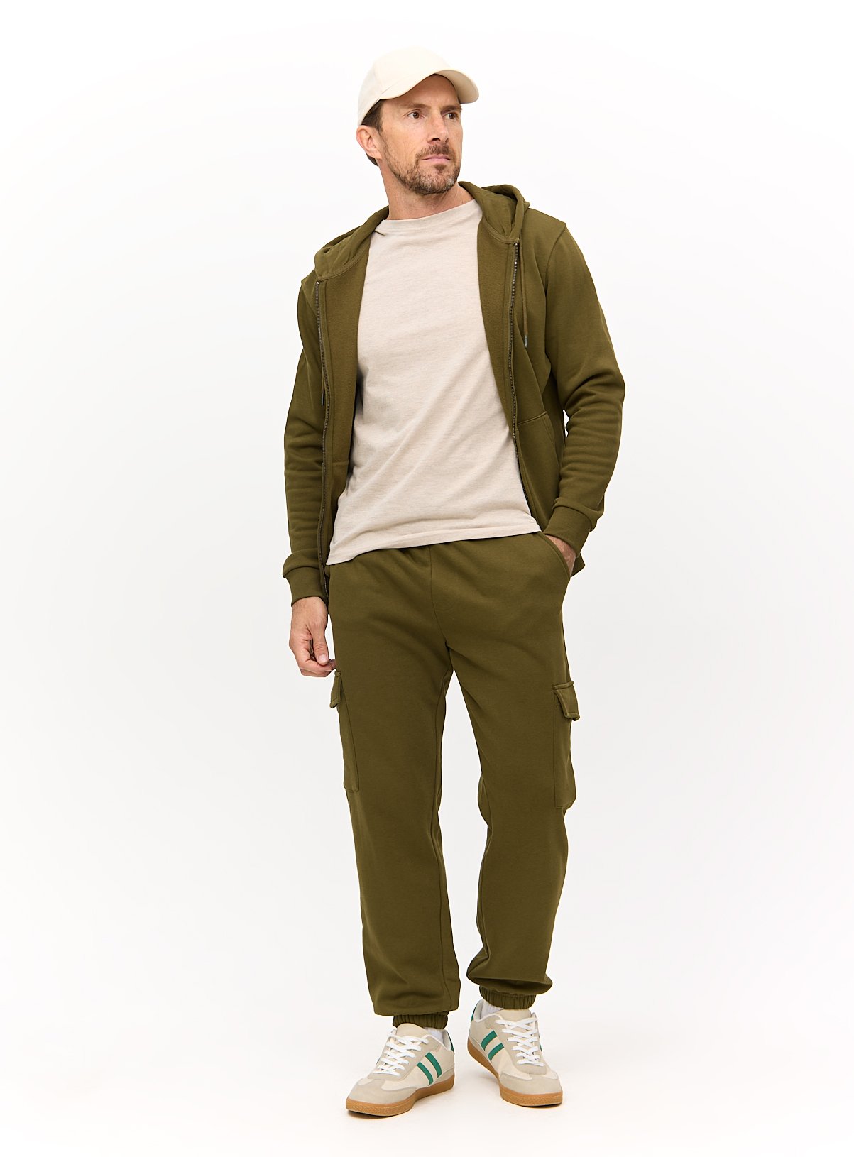 Khaki Classic Zip-Through Hoodie L - Image 2 thumbnail