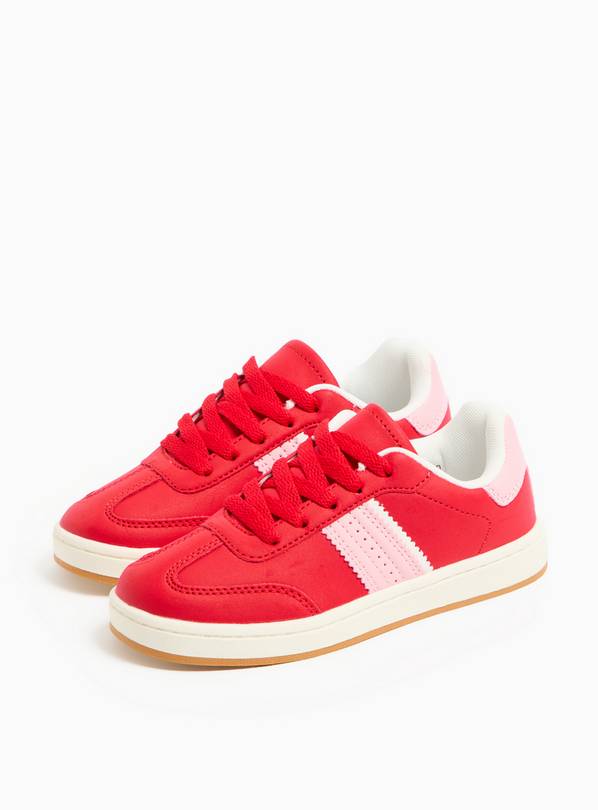 Red Retro Stripe Court Trainers 1