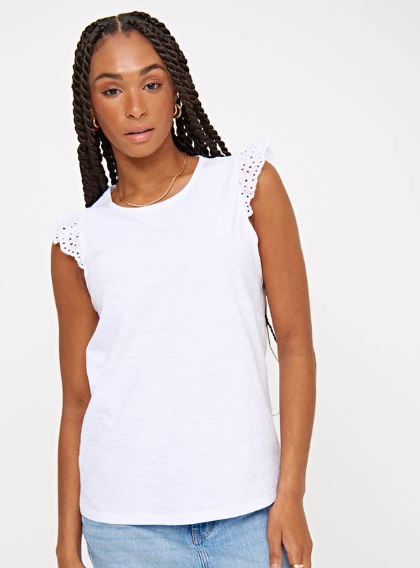 White Broderie Sleeve Vest Top 26