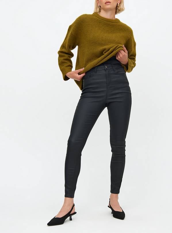 Black Coated Skinny Leg Jeans 10R