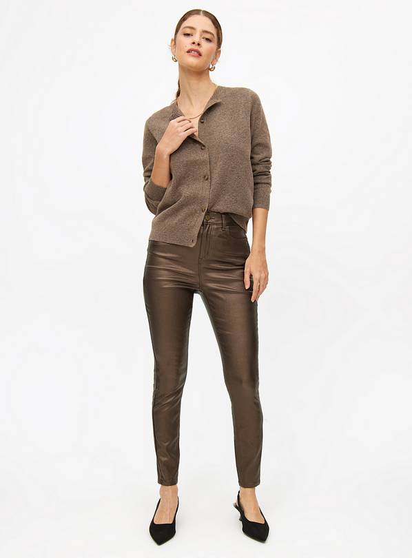 Bronze Metallic High Waisted Skinny Fit Jeans  16L