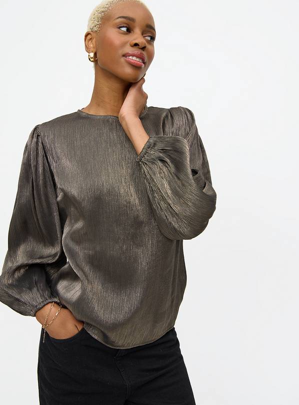 Bronze Lurex Shimmer Long Sleeve Blouse 14
