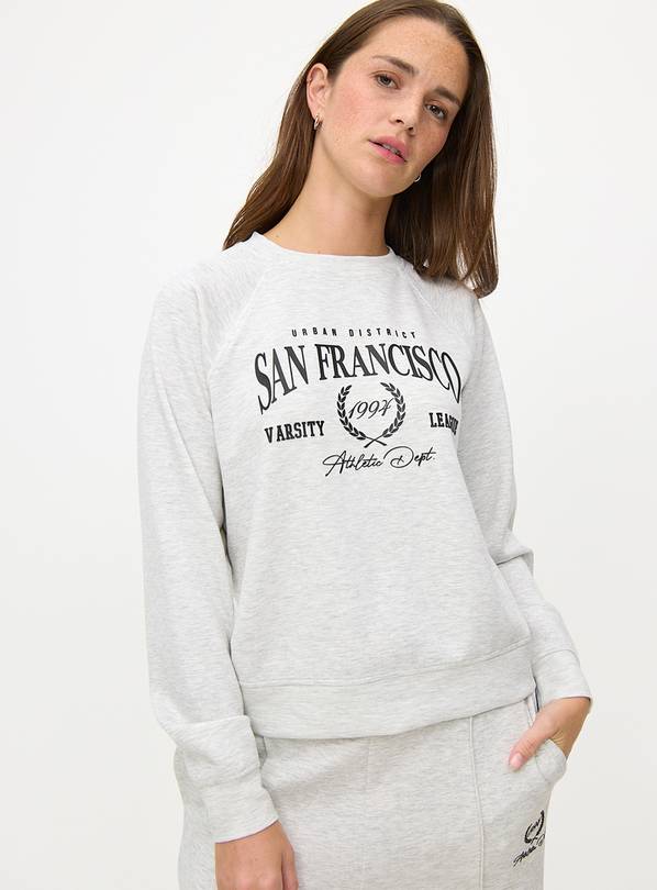 Grey Marl Elevated Coord San Francisco Graphic Sweatshirt L