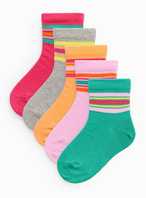 Bright Stripe Ankle Socks 5 Pack 4-5.5