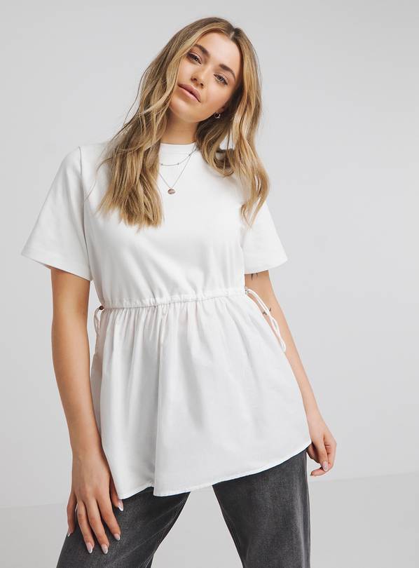 SIMPLY BE Jersey Poplin Mix Drawstring Waist Smock Top 24