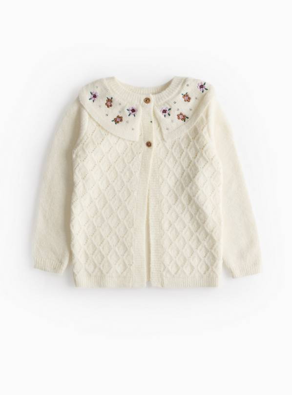 Cream Floral Collar Cardigan 4-5 years