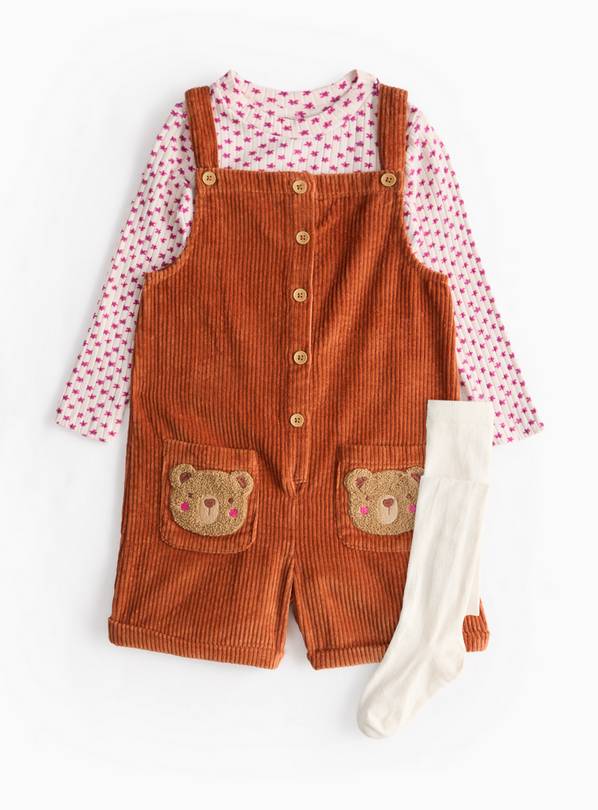 Top, Tights & Corduroy Bear Bibshorts Set 3-4 years