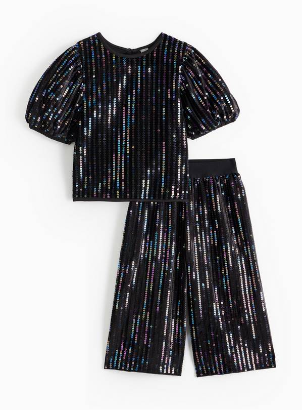 Black Sequin Top & Culottes Set 7 years
