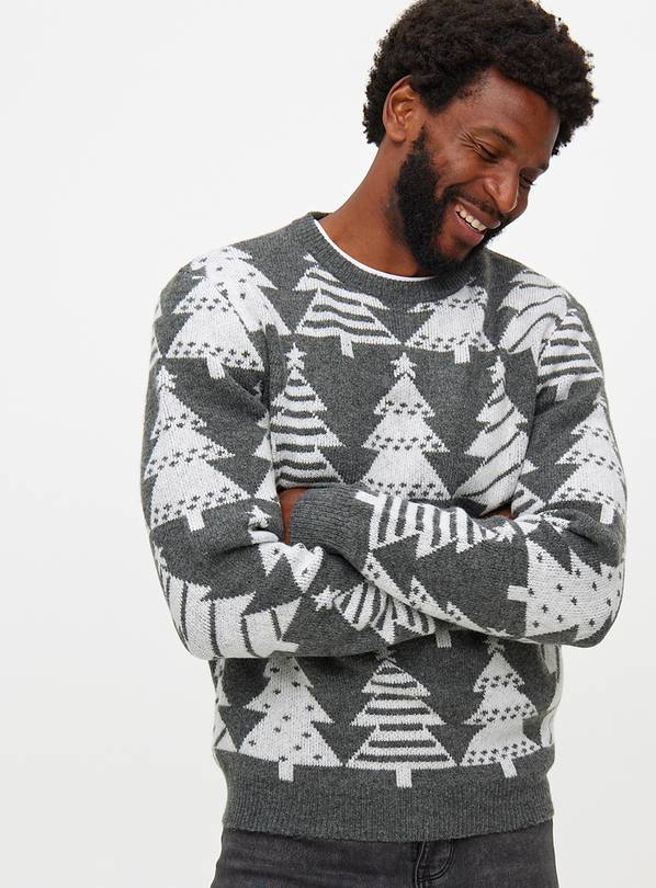Matching Family Men's Grey Christmas Tree Jumper XXXXL