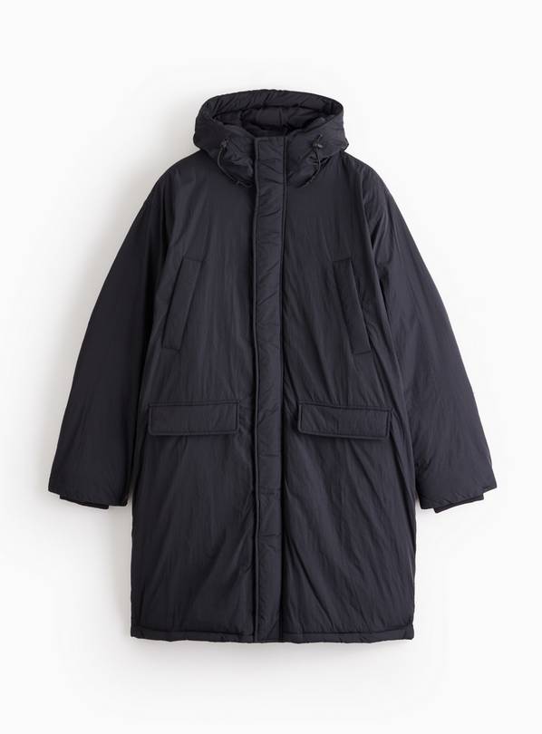 Black Padded Longline Duvet Coat L