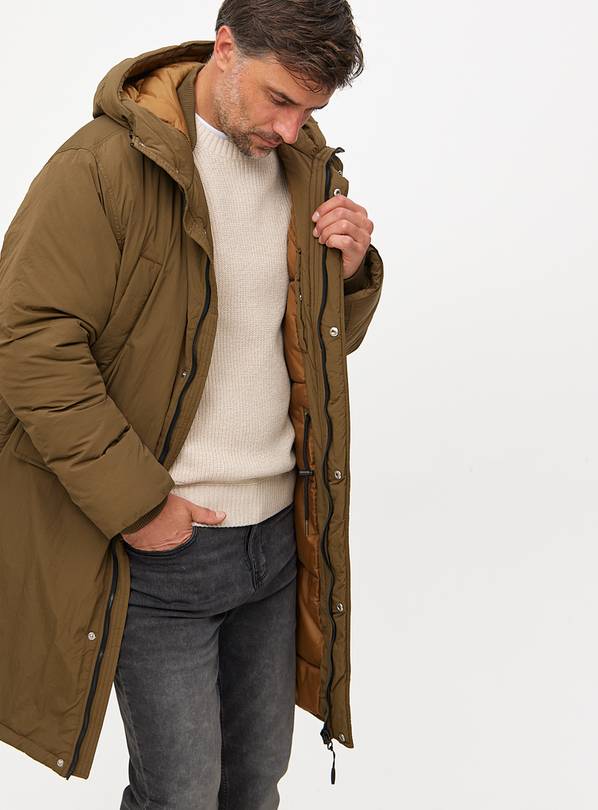 Khaki Padded Longline Duvet Coat L