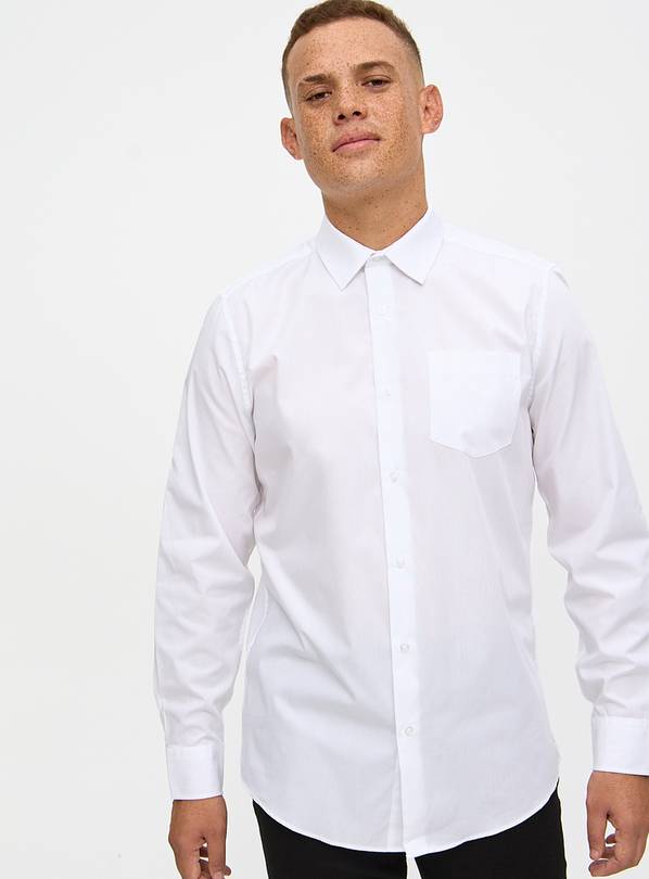 White Regular Fit Long Sleeve Shirts 5 Pack 14.5
