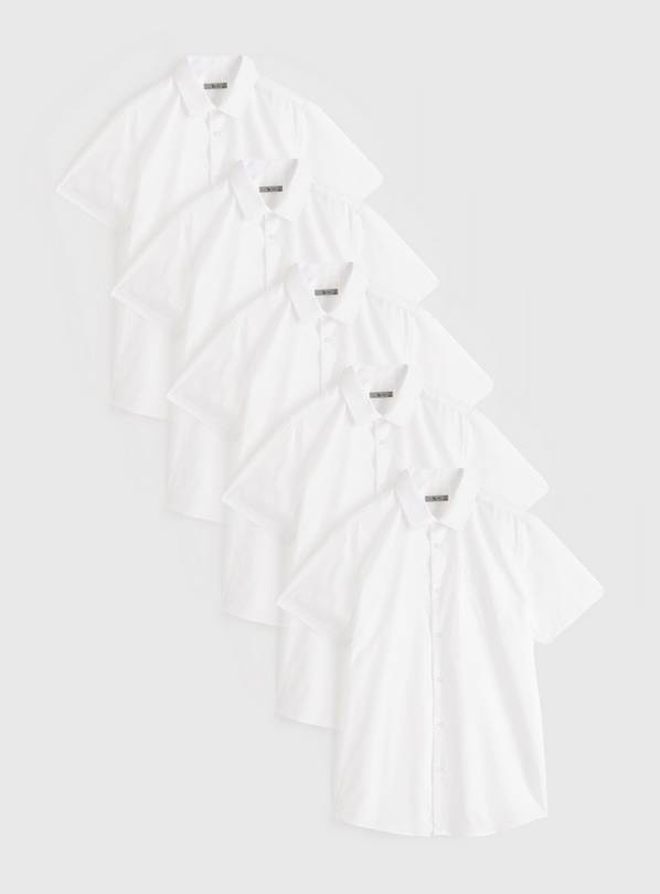 White Regular Fit Short Sleeve Shirts 5 Pack 14