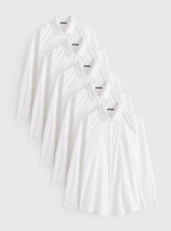 White Slim Fit Long Sleeve Shirts 5 Pack  17