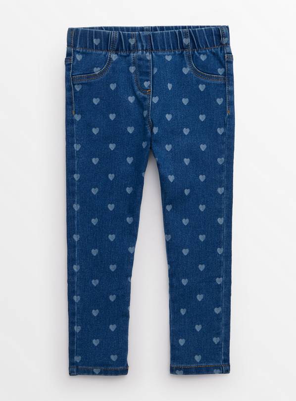 Blue Denim Heart Design Jeggings  4-5 years