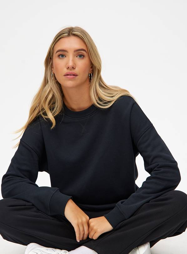 Black Relaxed Crew Neck Coord Sweatshirt S