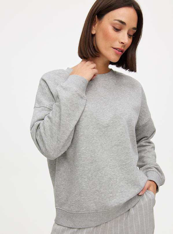 Grey Relaxed Crew Neck Coord Sweatshirt L