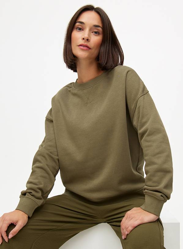 Khaki Relaxed Crew Neck Coord Sweatshirt M