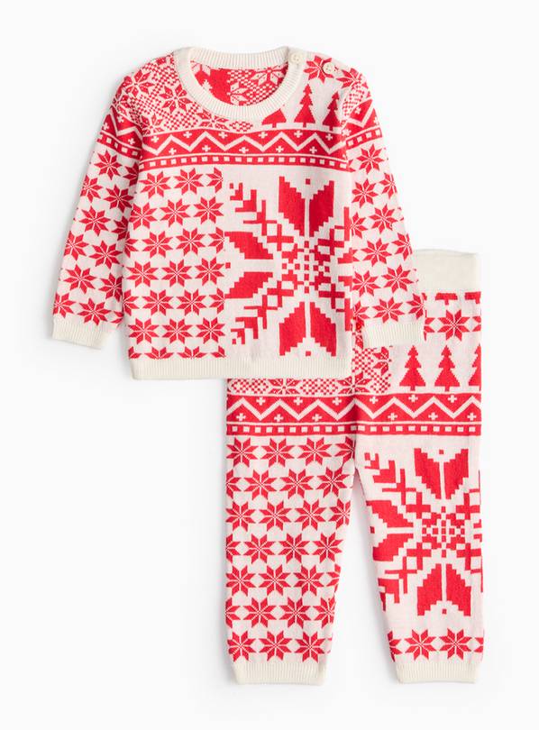 Matching Family Baby Christmas Fair Isle Knitted Set Up to 3 mths