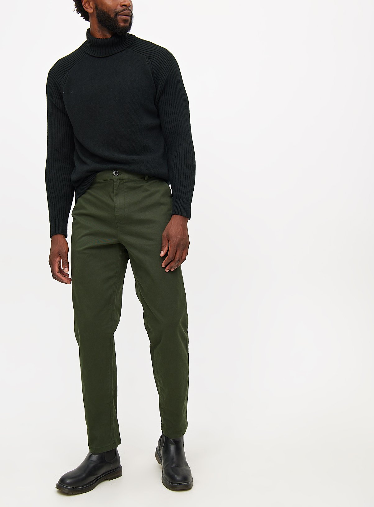 Khaki Slim Fit Chinos With Stretch 38S