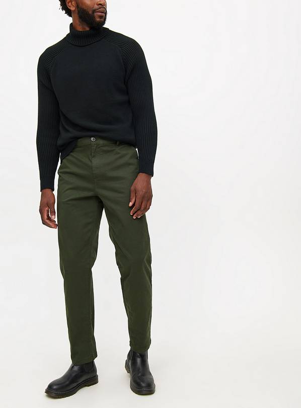 Khaki Slim Fit Chinos With Stretch 30S