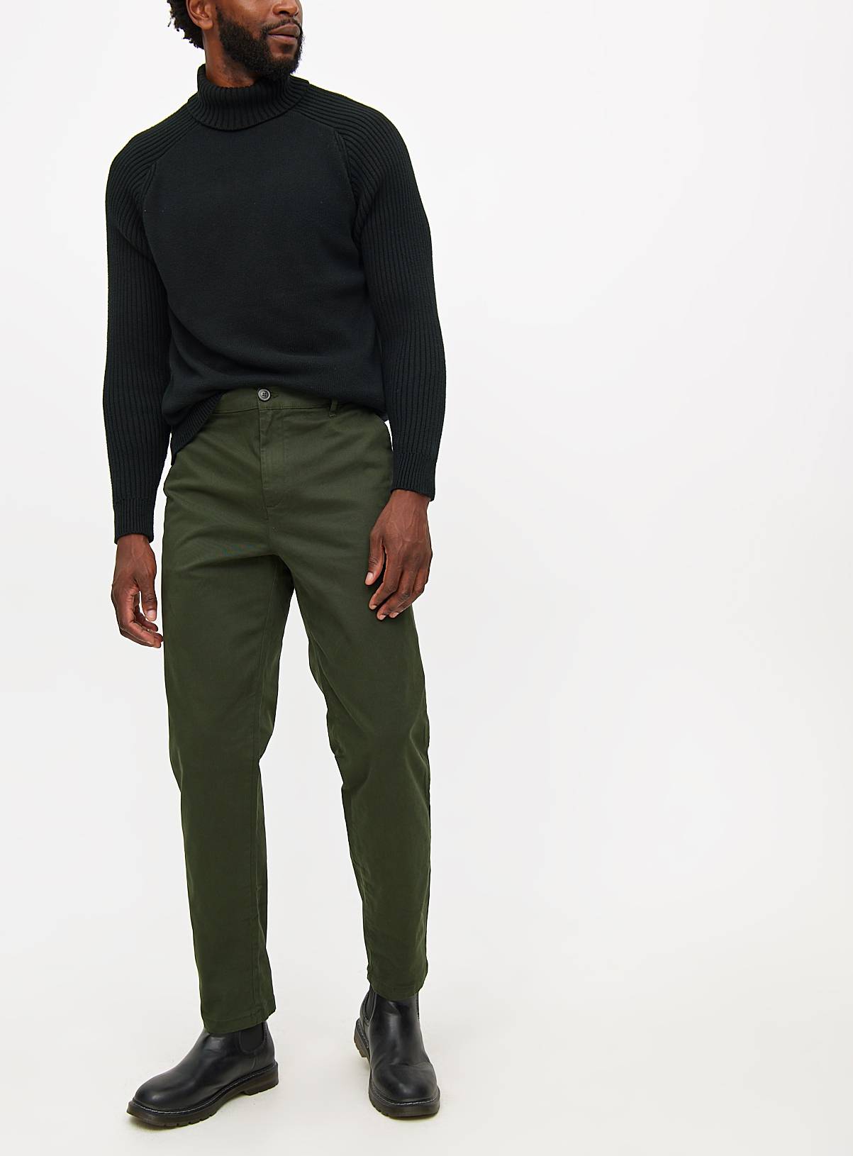 Khaki Slim Fit Chinos With Stretch 40S - Image 1