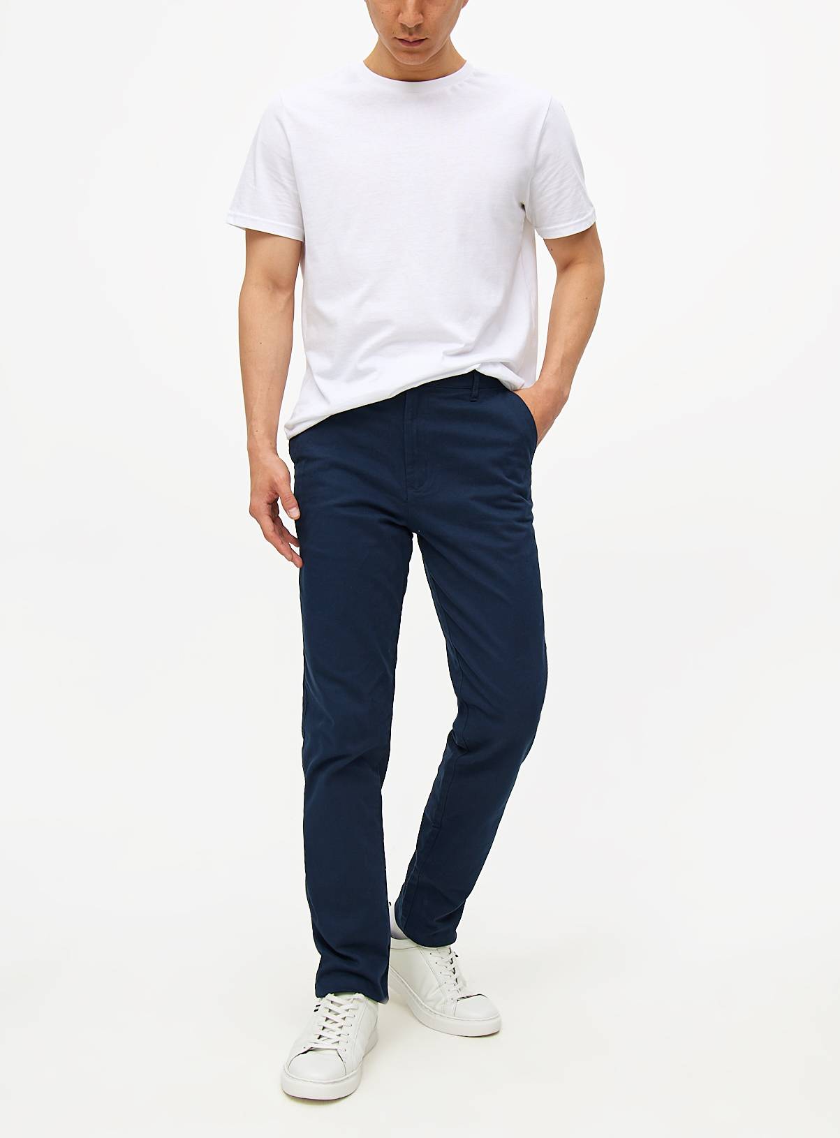 Navy Slim Fit Chinos With Stretch 36L - Image 1