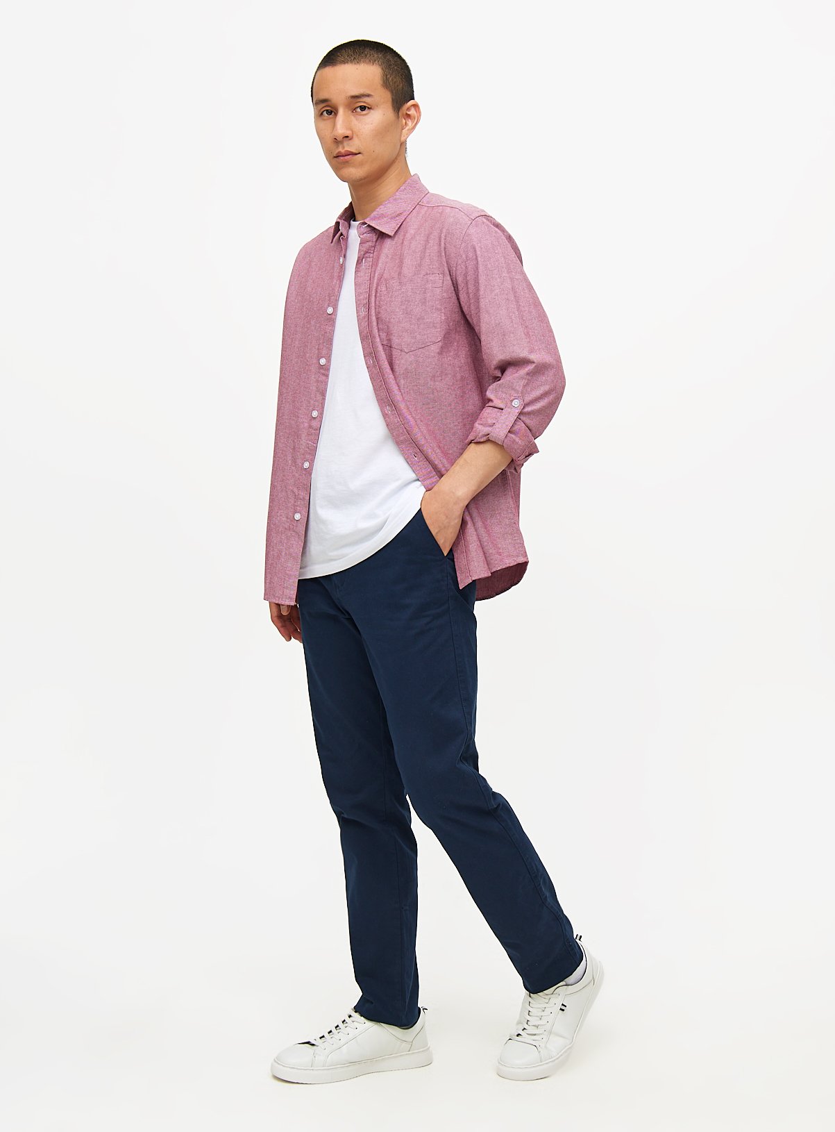 Navy Slim Fit Chinos With Stretch 36L - Image 2 thumbnail