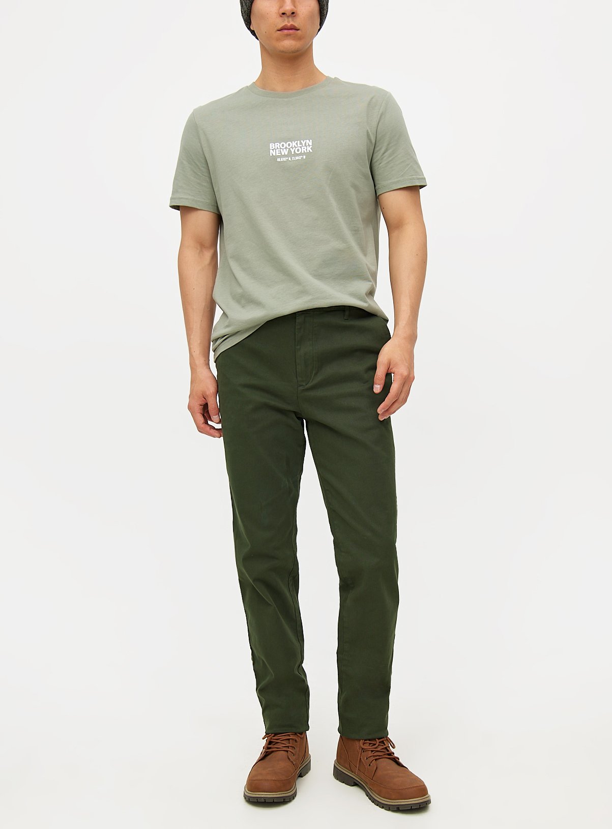 Khaki Skinny Fit Chino Trousers 34R