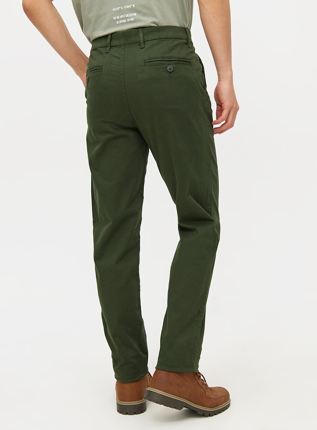 Khaki Skinny Fit Chino Trousers  42R - Image 5 thumbnail