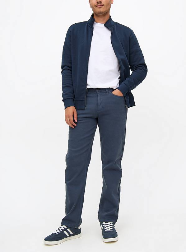 Navy Blue Garment Dye Straight Leg Denim Jeans 30S