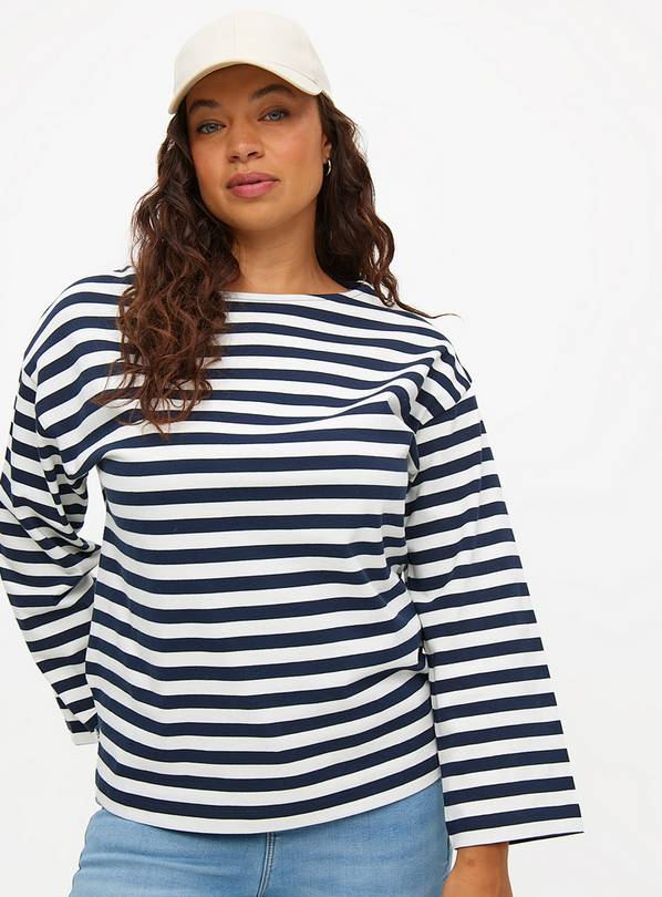 Navy Stripe Long Sleeve Relaxed Fit Top 10