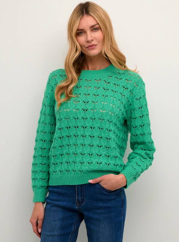 KAFFE Elena Lace Knit Pullover Green XL