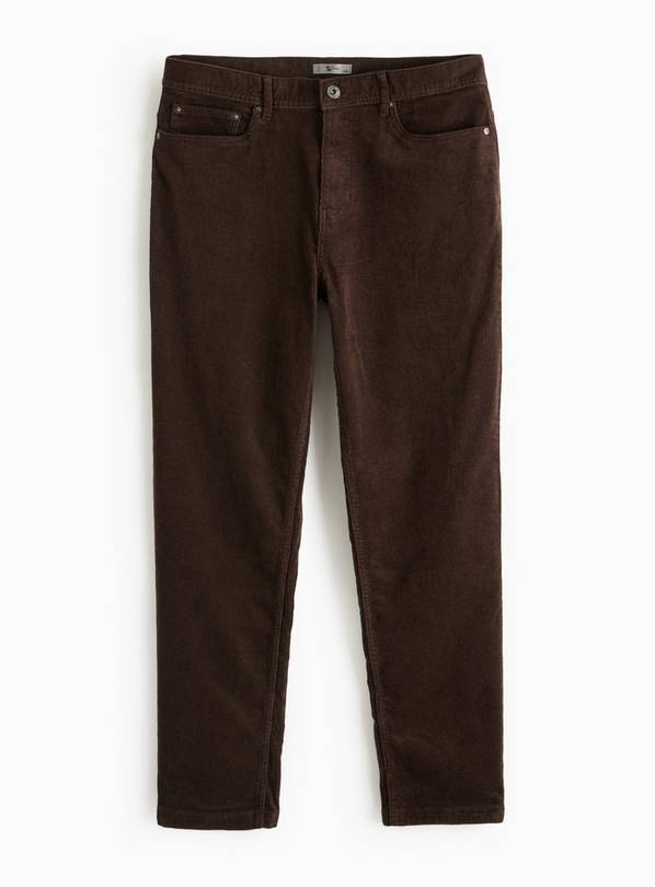 Brown Corduroy Straight Leg Trousers 40R
