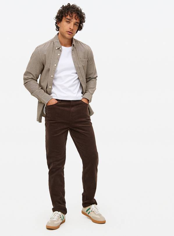 Brown Corduroy Straight Leg Trousers 38R