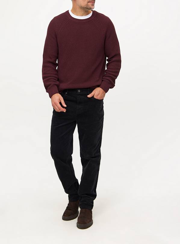 Charcoal Corduroy Straight Leg Trousers 40R