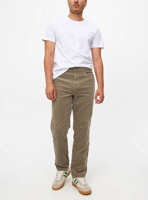 Neutral Corduroy Straight Leg Trousers 32S