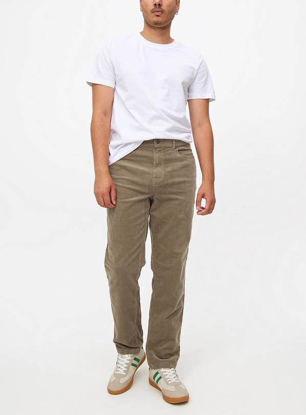 Neutral Corduroy Straight Leg Trousers 34L