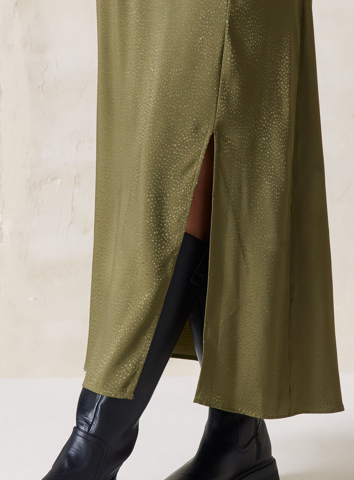 EVERBELLE Khaki Jaquard Satin Slip Skirt 12 - Image 2 thumbnail