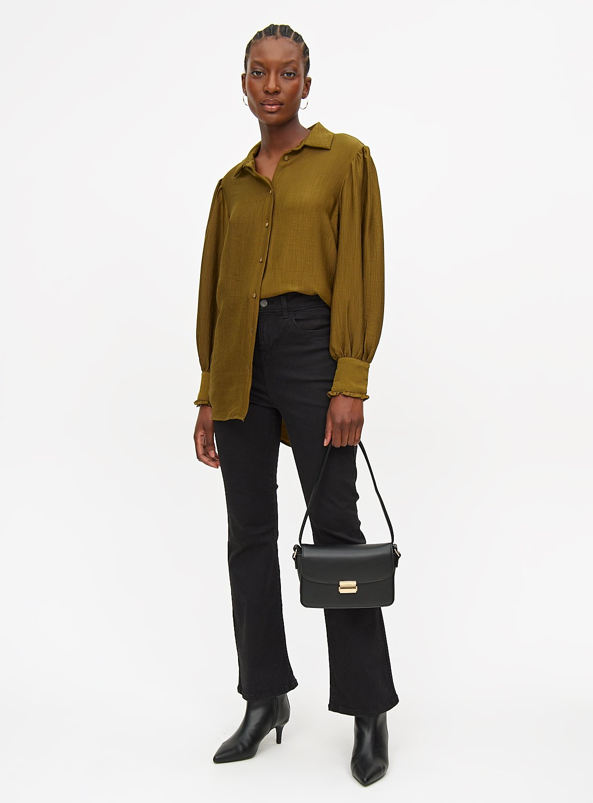 Olive Green Textured Long Sleeve Shirt 12 - Image 3 thumbnail