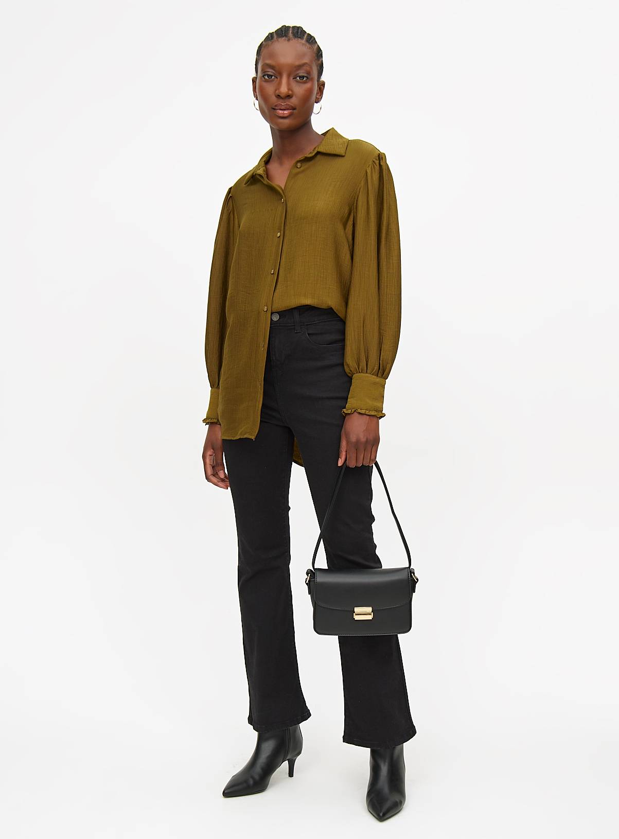 Olive Green Textured Long Sleeve Shirt 12 - Image 3
