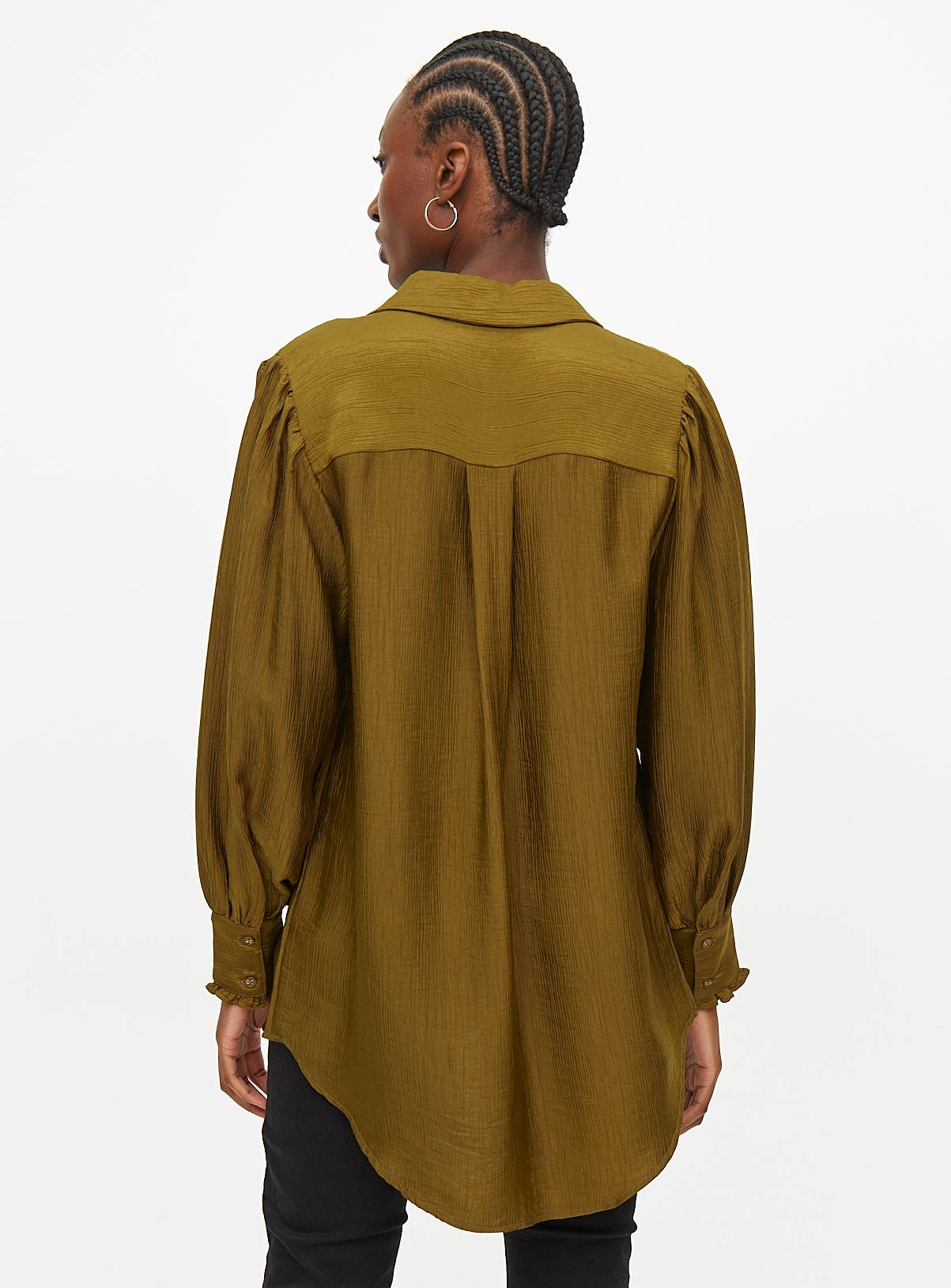 Olive Green Textured Long Sleeve Shirt 12 - Image 4